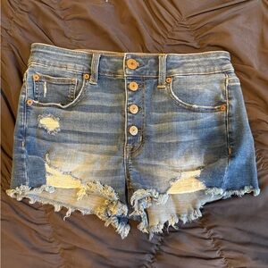 American Eagle Outfitters Blue Distressed Jean Shorts